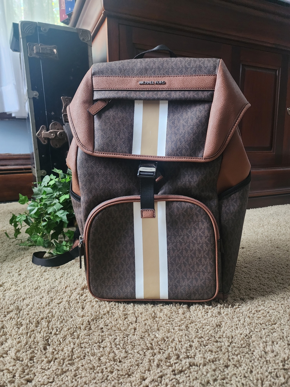 Michael Kors Brown Signature Stripe Men's Backpack